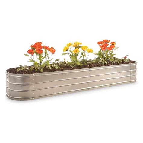 large oval galvanized steel planter box|4x8 galvanized containers for gardening.